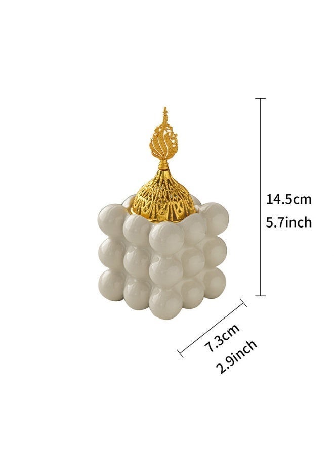 Gold Ceramic Cube Incense Burner, Handheld Incense Holder,Incense smoke oven, Elegant Home Decor for Living Room & Bedroom - Image 2